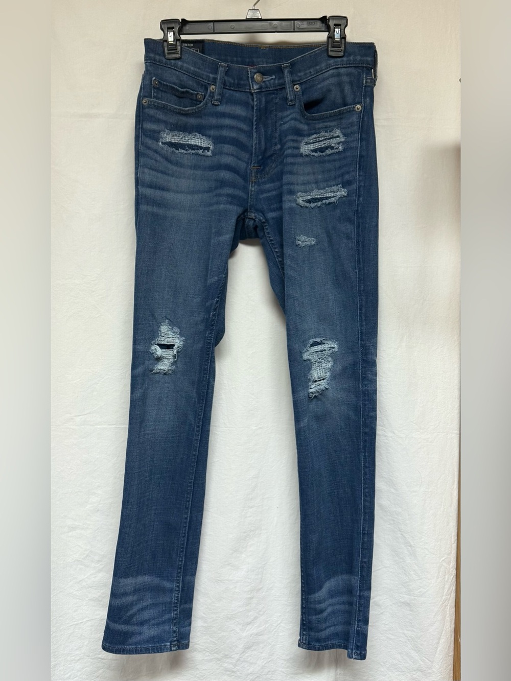 Abercrombie & Fitch Men's Skinny Jeans - Dark Blue Distressed